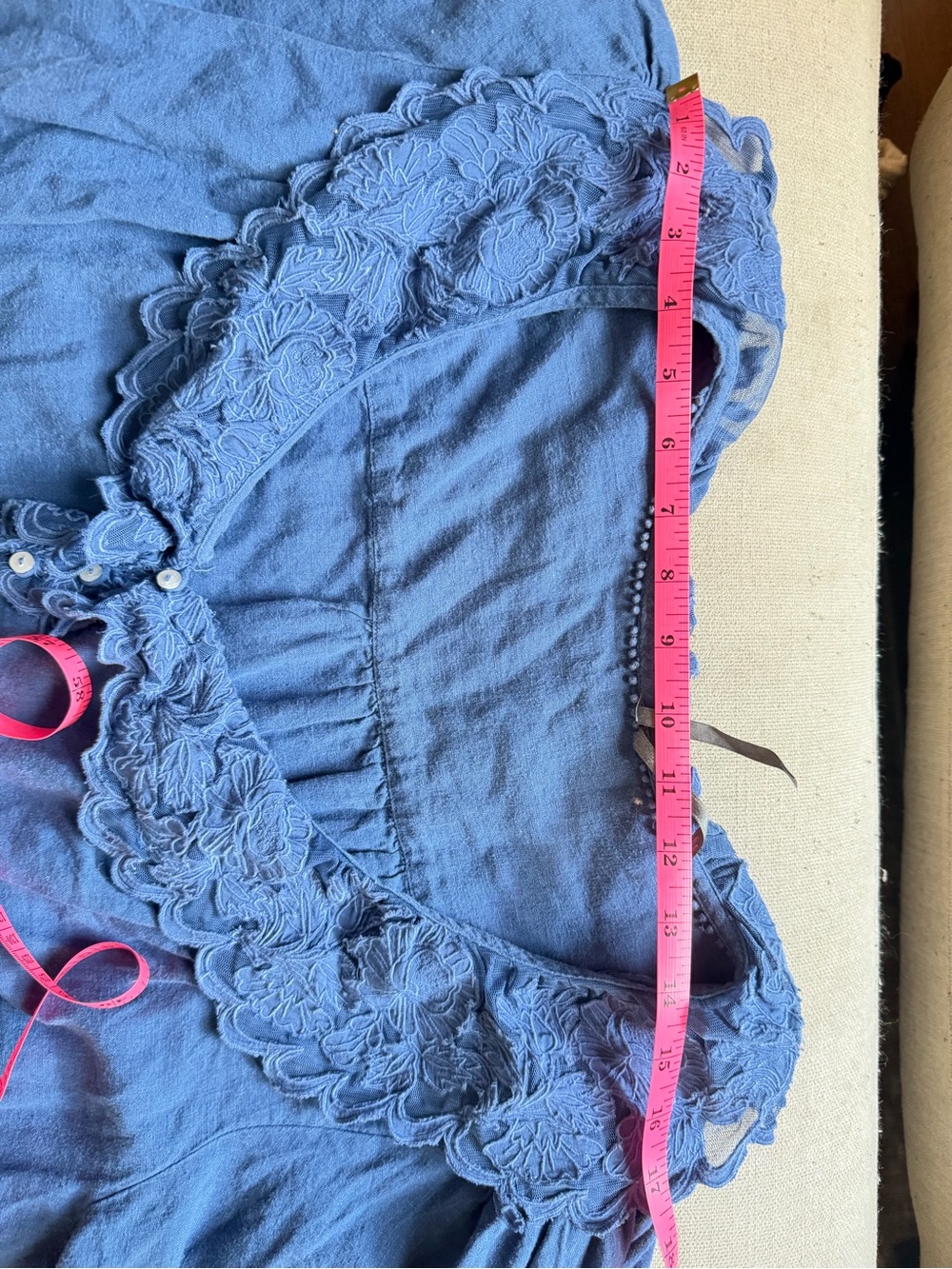 Linen Blend Lace-Collar Blouse - Picture 7 of 9